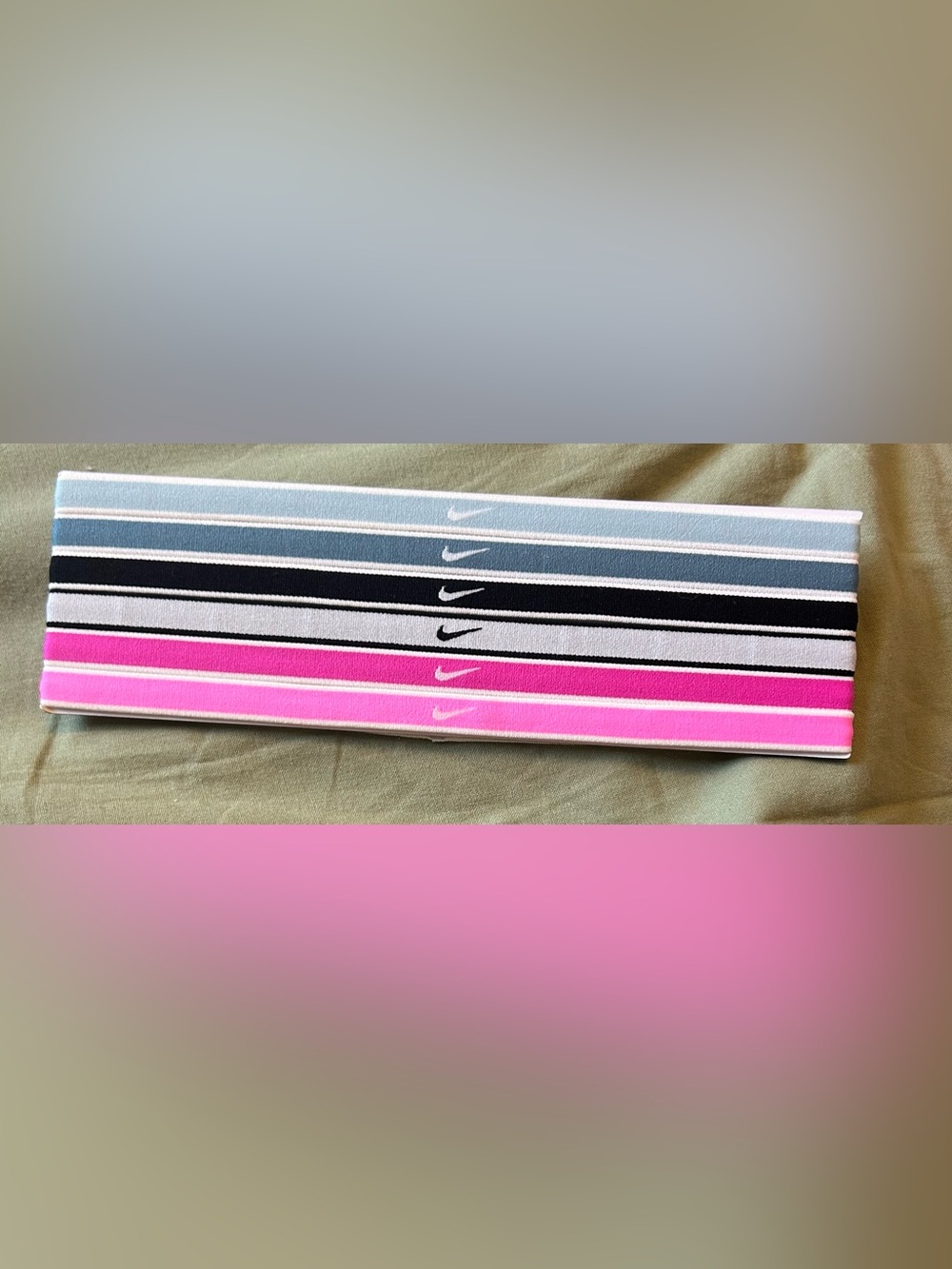 Nike Women's Elastic Headband Set in Pink, Black, Gray and Light Blue